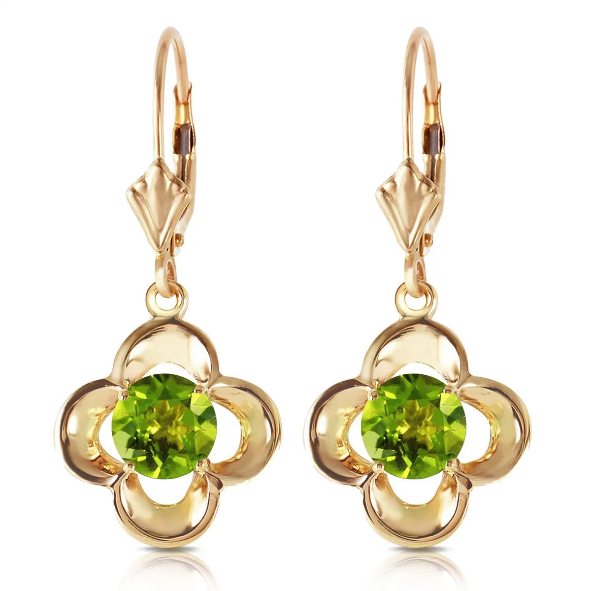 1.1 Carat 14K Solid Yellow Gold Adriatic Sea Peridot Earrings