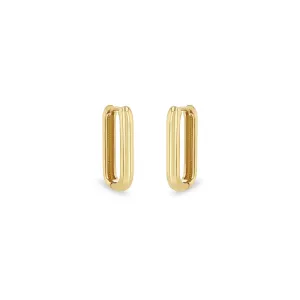 14k Gold Thick Large Oval Hinge Hoops