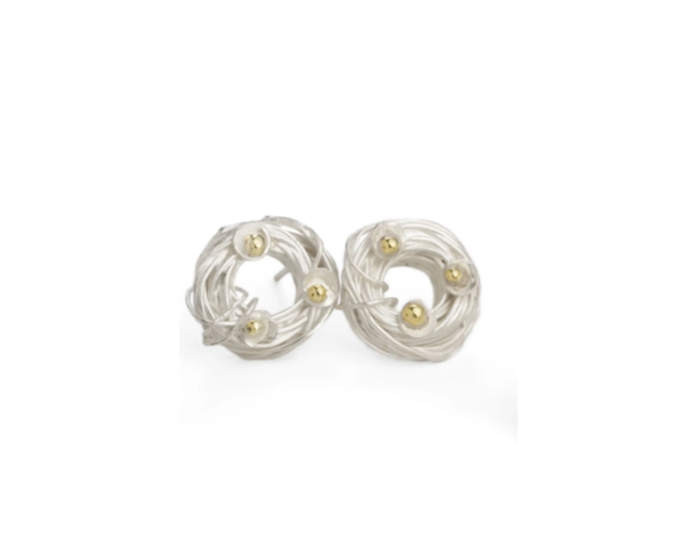 18k Gold Oxidized Acorn Cup Wrap Stud Earrings