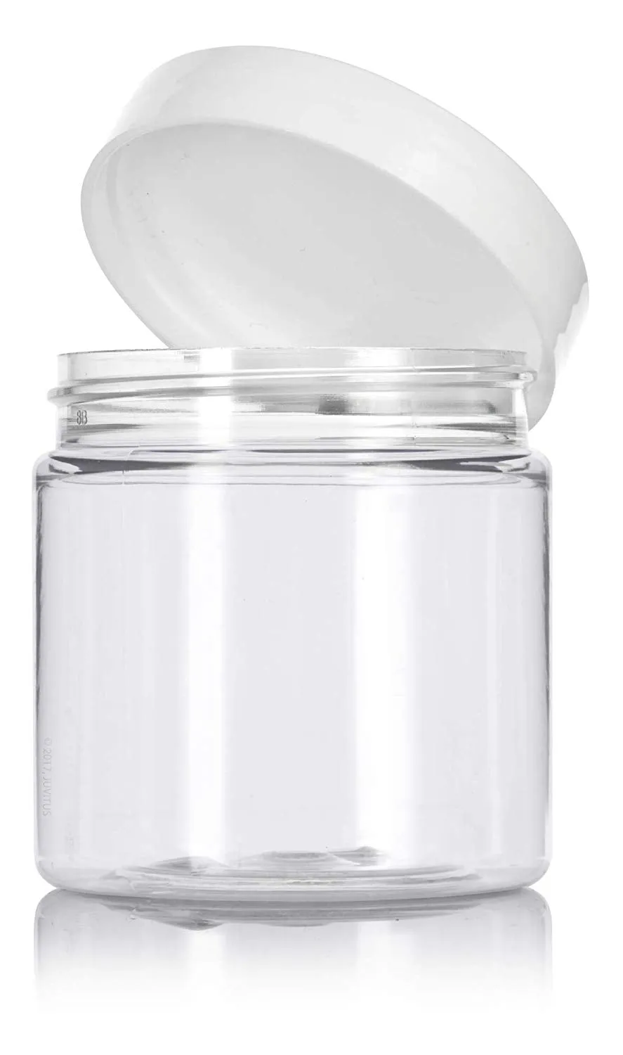 19 oz Clear Plastic Straight Sides Jar with White Foam Lined Lid (12 Pack)