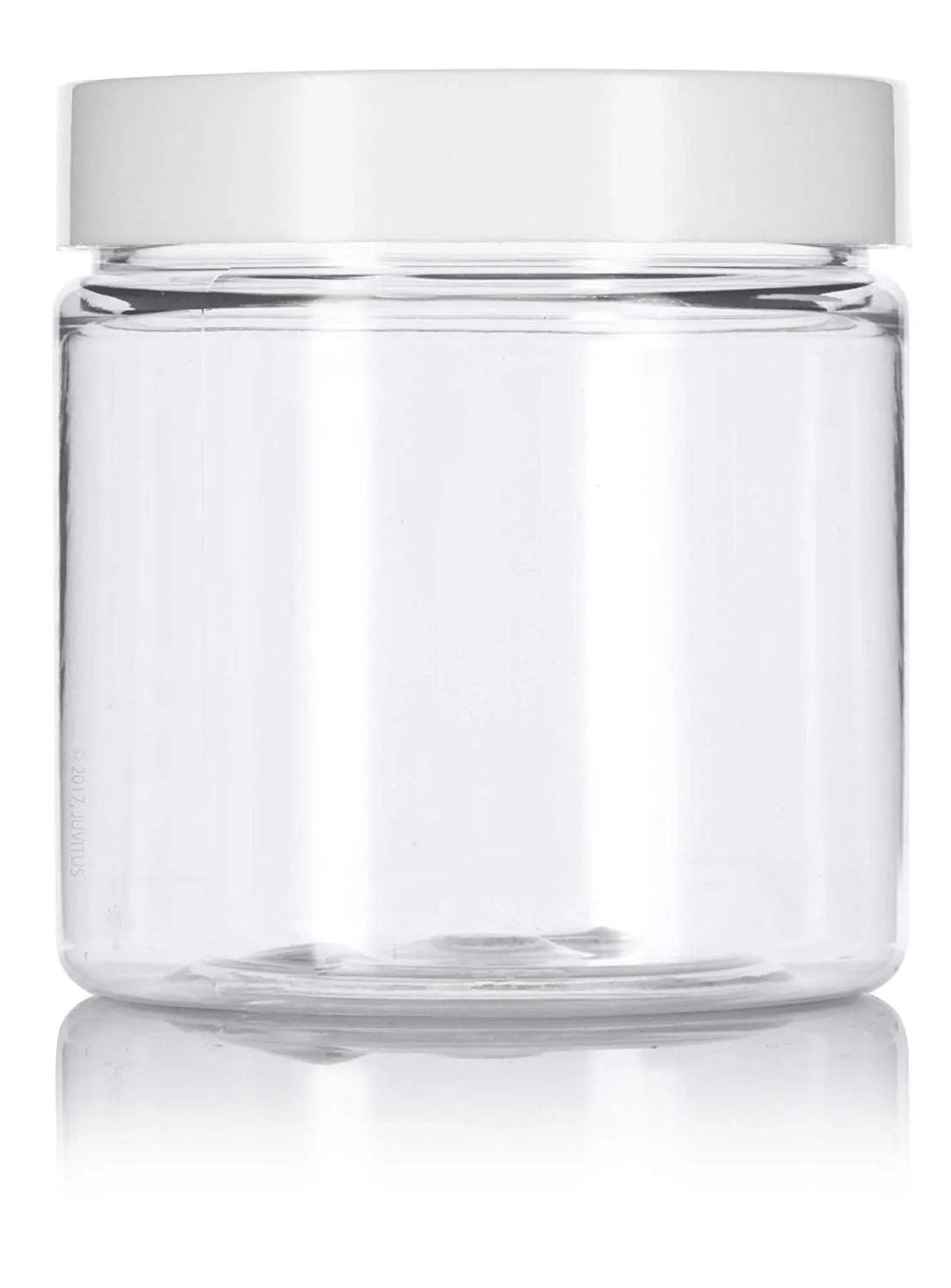 19 oz Clear Plastic Straight Sides Jar with White Foam Lined Lid (12 Pack)