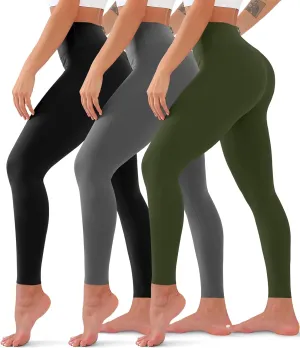 3 Pack High Waisted Leggings for Women No See Through Yoga Pants Tummy Control Leggings for Workout Running Buttery Soft