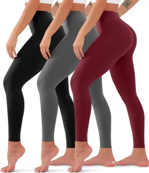 3 Pack High Waisted Leggings for Women No See Through Yoga Pants Tummy Control Leggings for Workout Running Buttery Soft