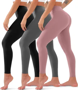3 Pack High Waisted Leggings for Women No See Through Yoga Pants Tummy Control Leggings for Workout Running Buttery Soft