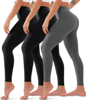 3 Pack High Waisted Leggings for Women No See Through Yoga Pants Tummy Control Leggings for Workout Running Buttery Soft