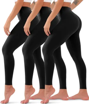 3 Pack High Waisted Leggings for Women No See Through Yoga Pants Tummy Control Leggings for Workout Running Buttery Soft