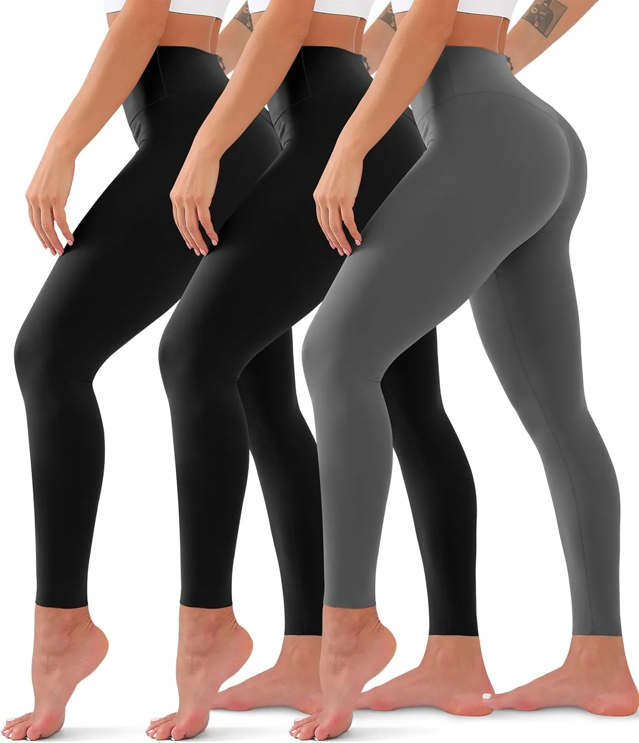 3 Pack High Waisted Leggings for Women No See Through Yoga Pants Tummy Control Leggings for Workout Running Buttery Soft