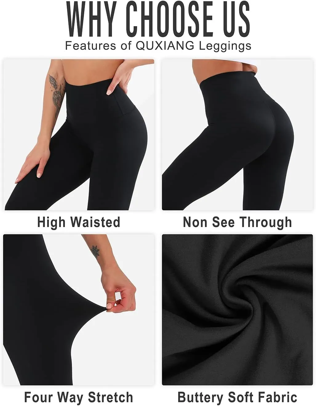 3 Pack High Waisted Leggings for Women No See Through Yoga Pants Tummy Control Leggings for Workout Running Buttery Soft
