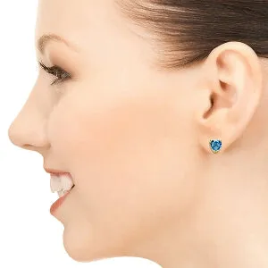 3.25 Carat 14K Solid Yellow Gold East Of Eternity Blue Topaz Earrings