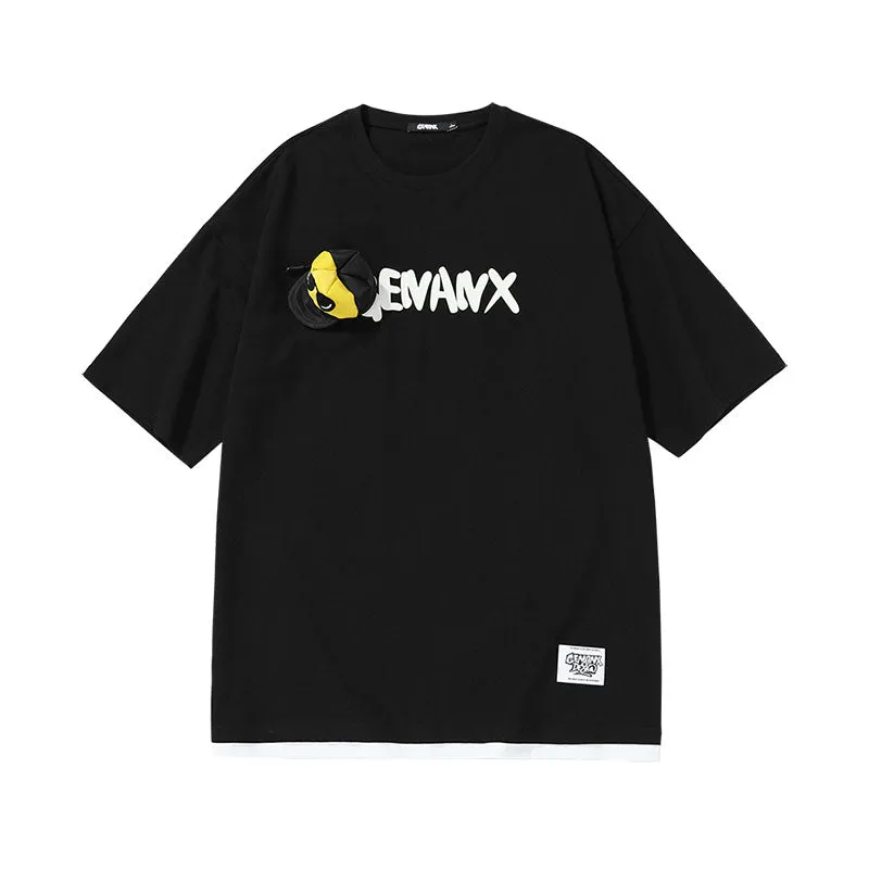 3D Peaked Cap Letter Print T-Shirt