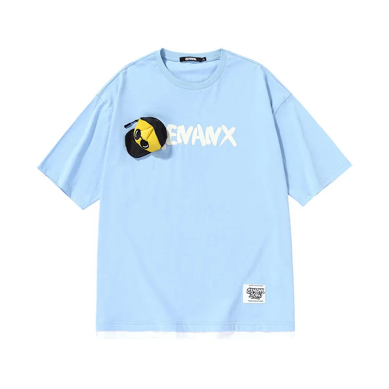 3D Peaked Cap Letter Print T-Shirt