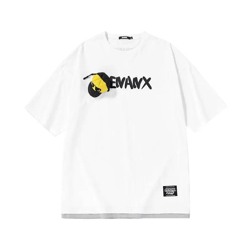 3D Peaked Cap Letter Print T-Shirt