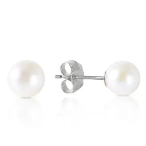 4 Carat 14K Solid White Gold Stud Earrings Natural Pearl