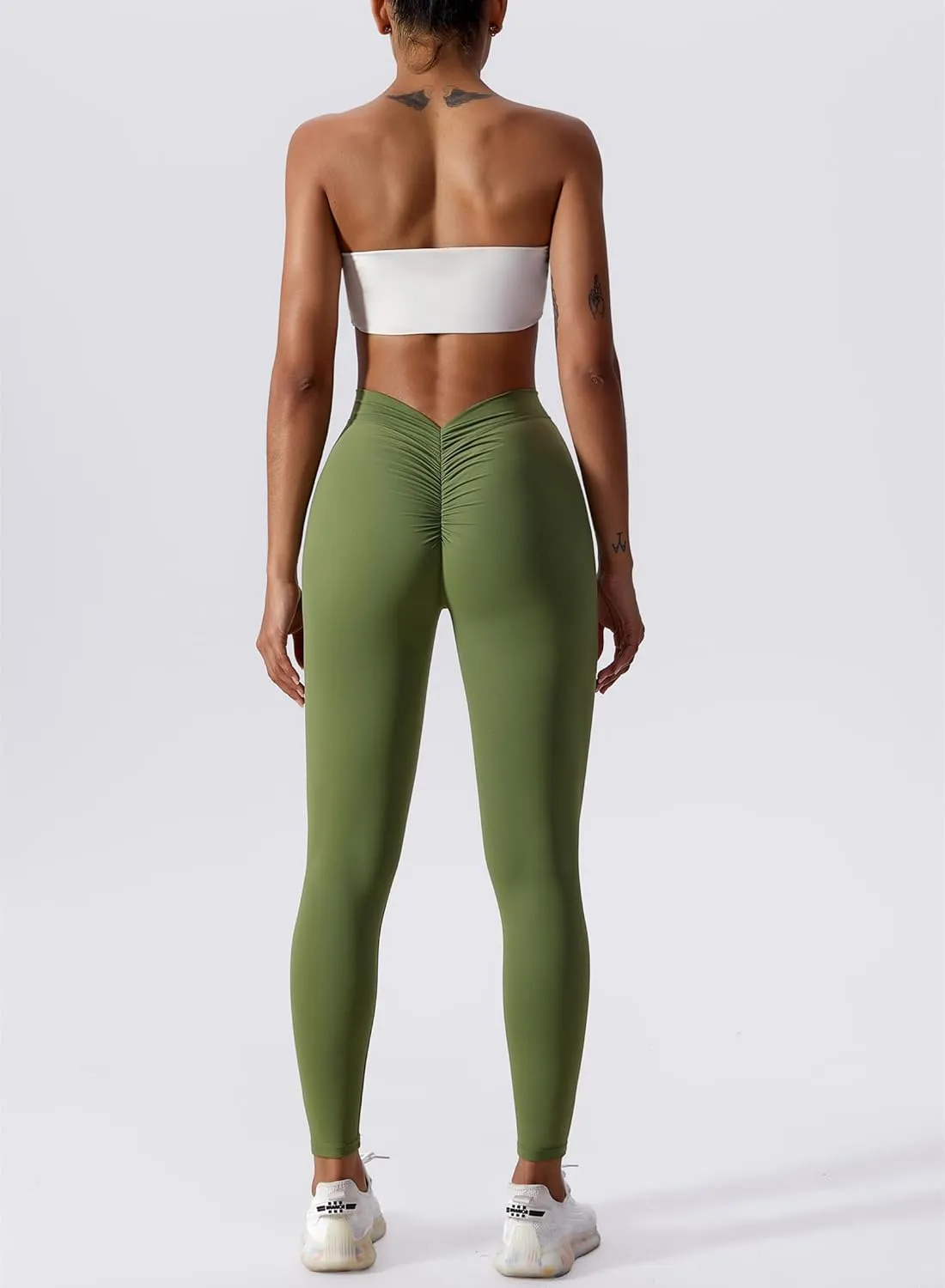 ABOCIW V Back Leggings for Women Buttery Soft Scrunch Butt Lifting Gym Workout Leggings High Waist Yoga Pants