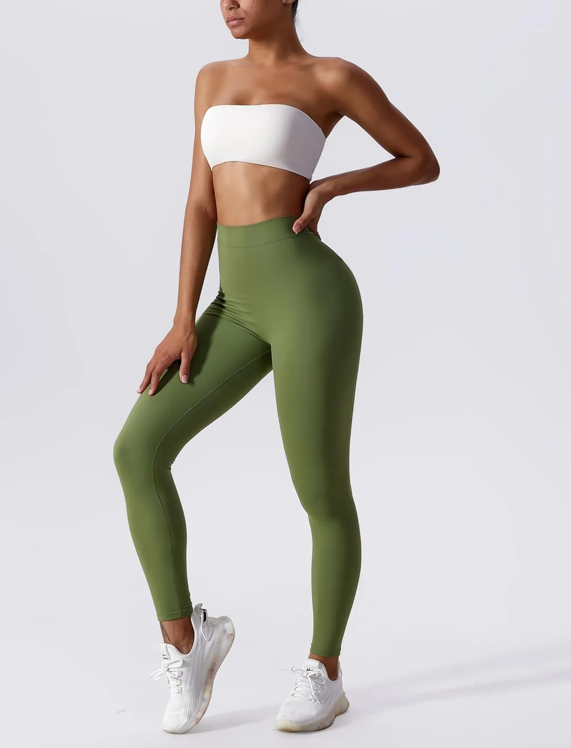 ABOCIW V Back Leggings for Women Buttery Soft Scrunch Butt Lifting Gym Workout Leggings High Waist Yoga Pants