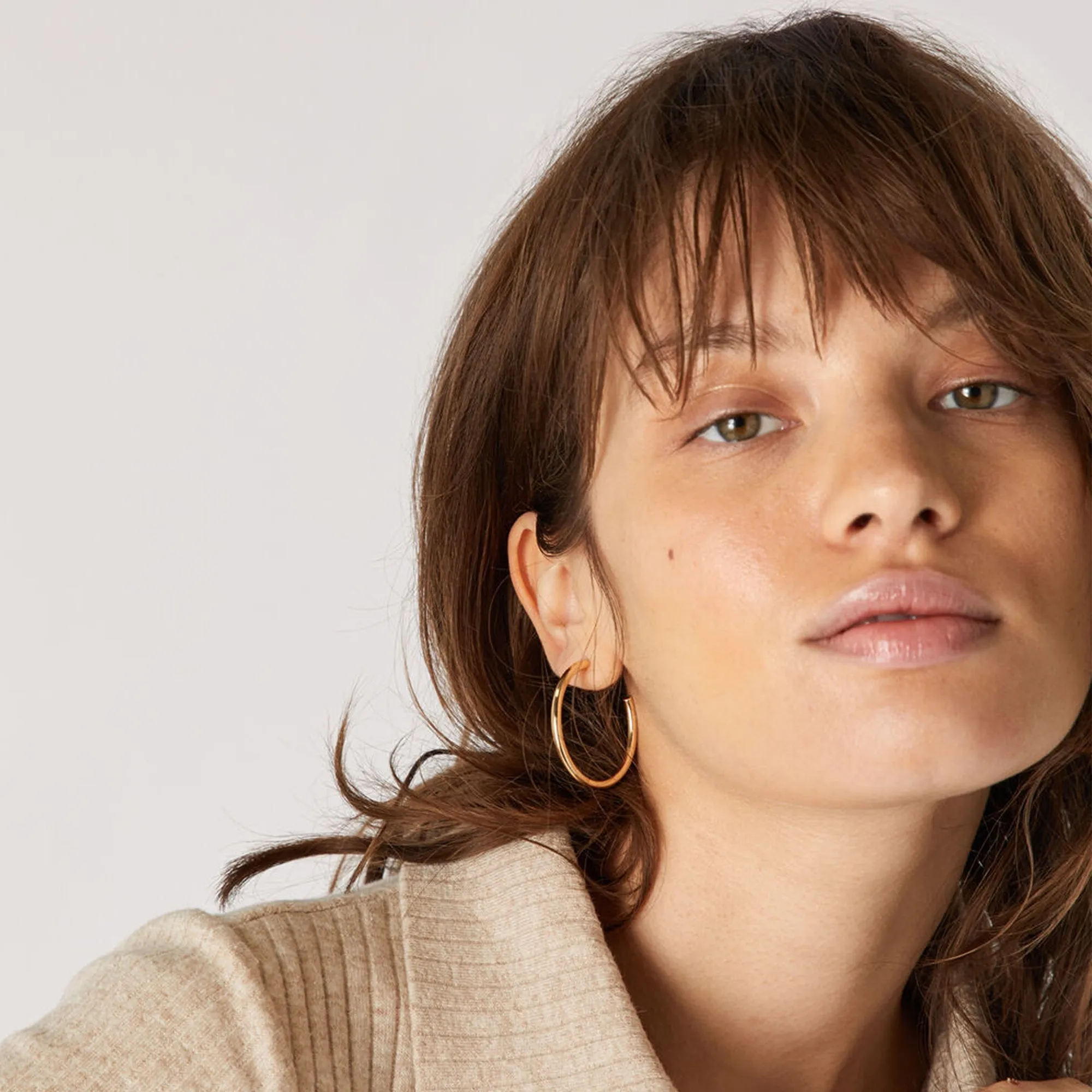 Accessorize London Women's Gold Medium Tube Hoop Earring