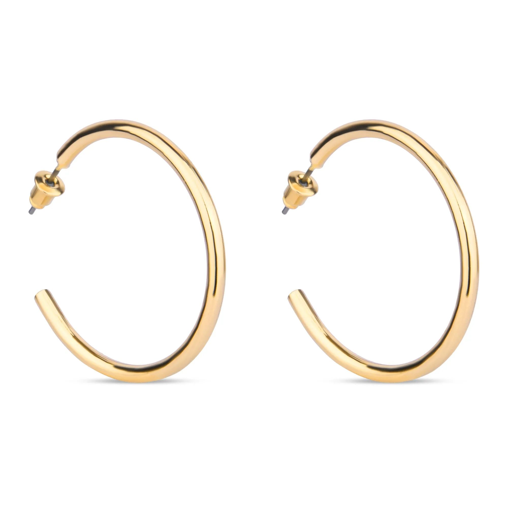 Accessorize London Women's Gold Medium Tube Hoop Earring