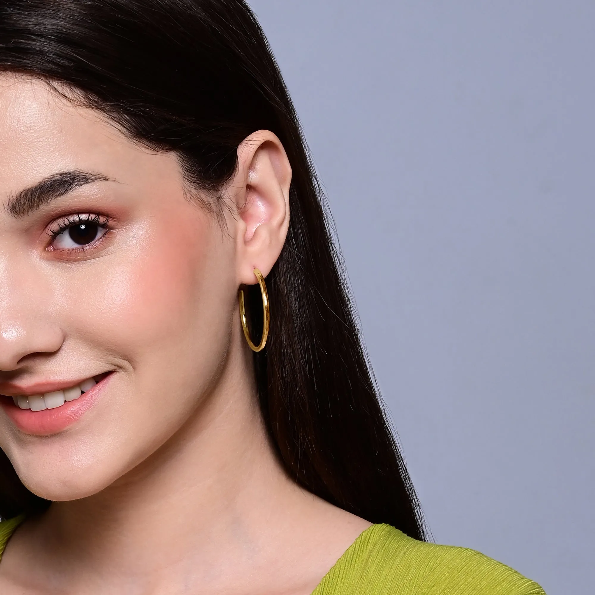 Accessorize London Women's Gold Medium Tube Hoop Earring