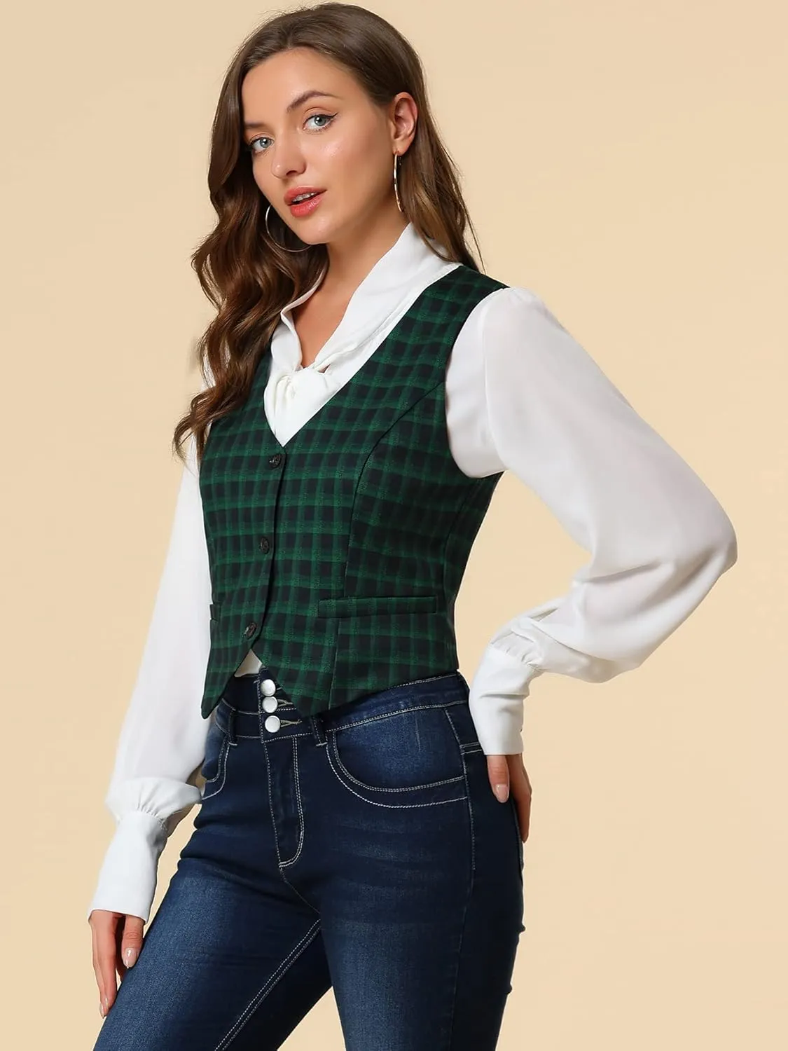 Allegra K Women's Waistcoat Steampunk Dressy Sleeveless Jacket Versatile Racerback Suit Vests