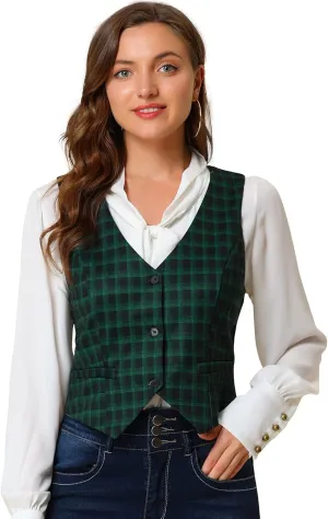 Allegra K Women's Waistcoat Steampunk Dressy Sleeveless Jacket Versatile Racerback Suit Vests