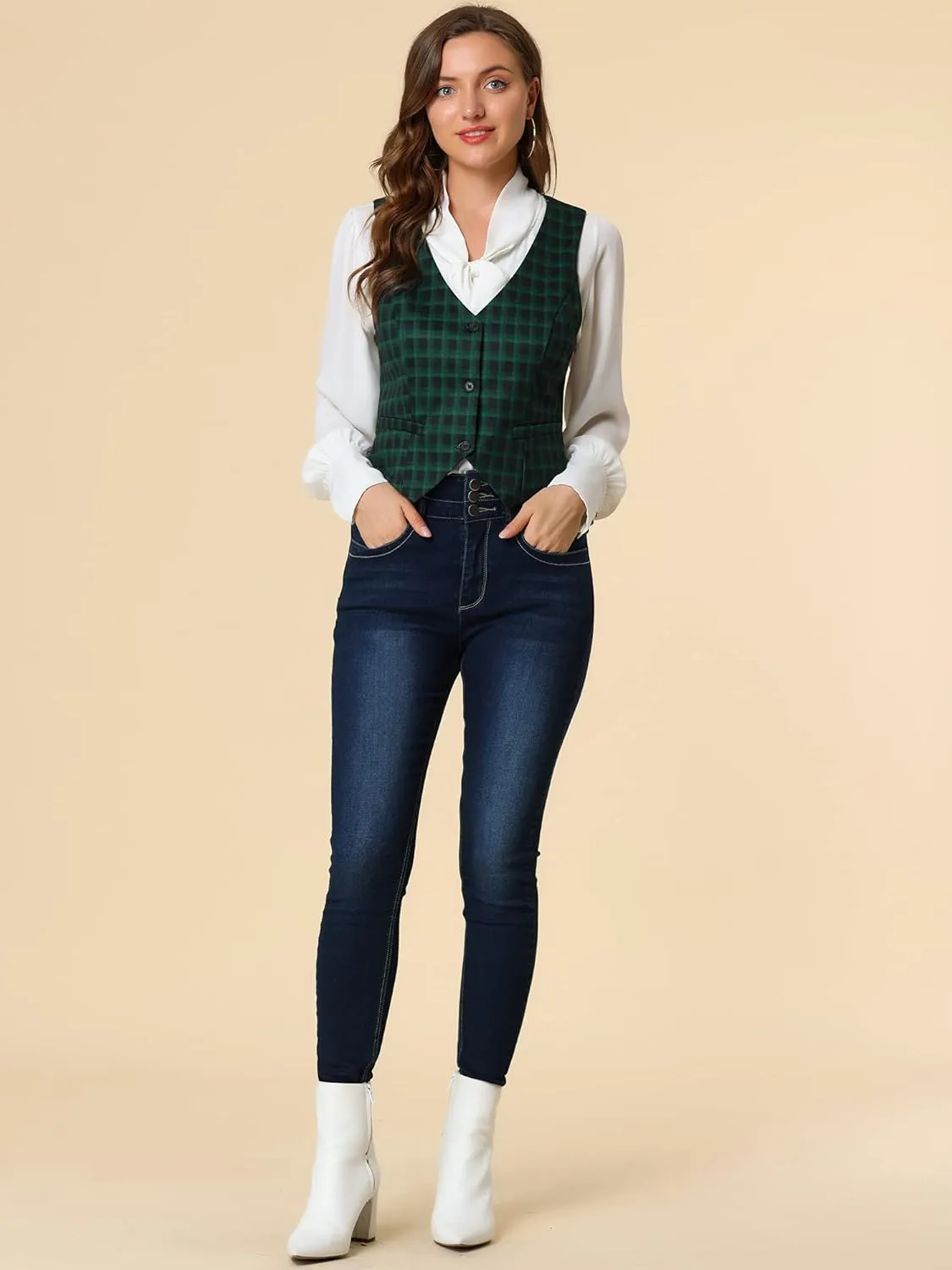 Allegra K Women's Waistcoat Steampunk Dressy Sleeveless Jacket Versatile Racerback Suit Vests