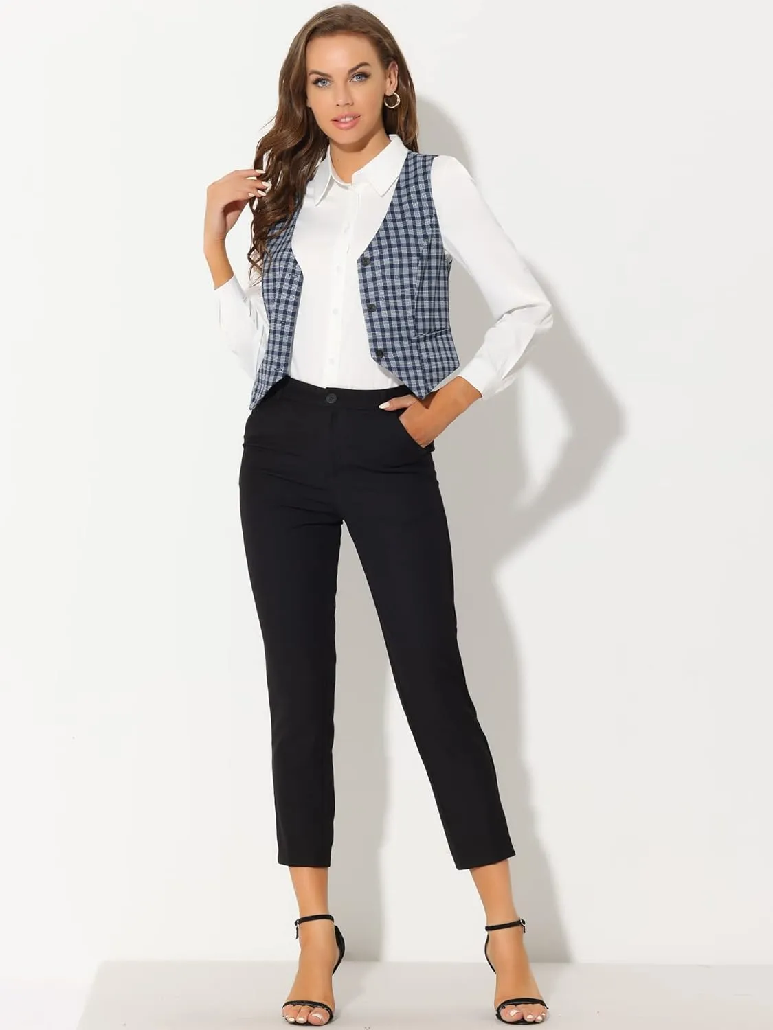 Allegra K Women's Waistcoat Steampunk Dressy Sleeveless Jacket Versatile Racerback Suit Vests