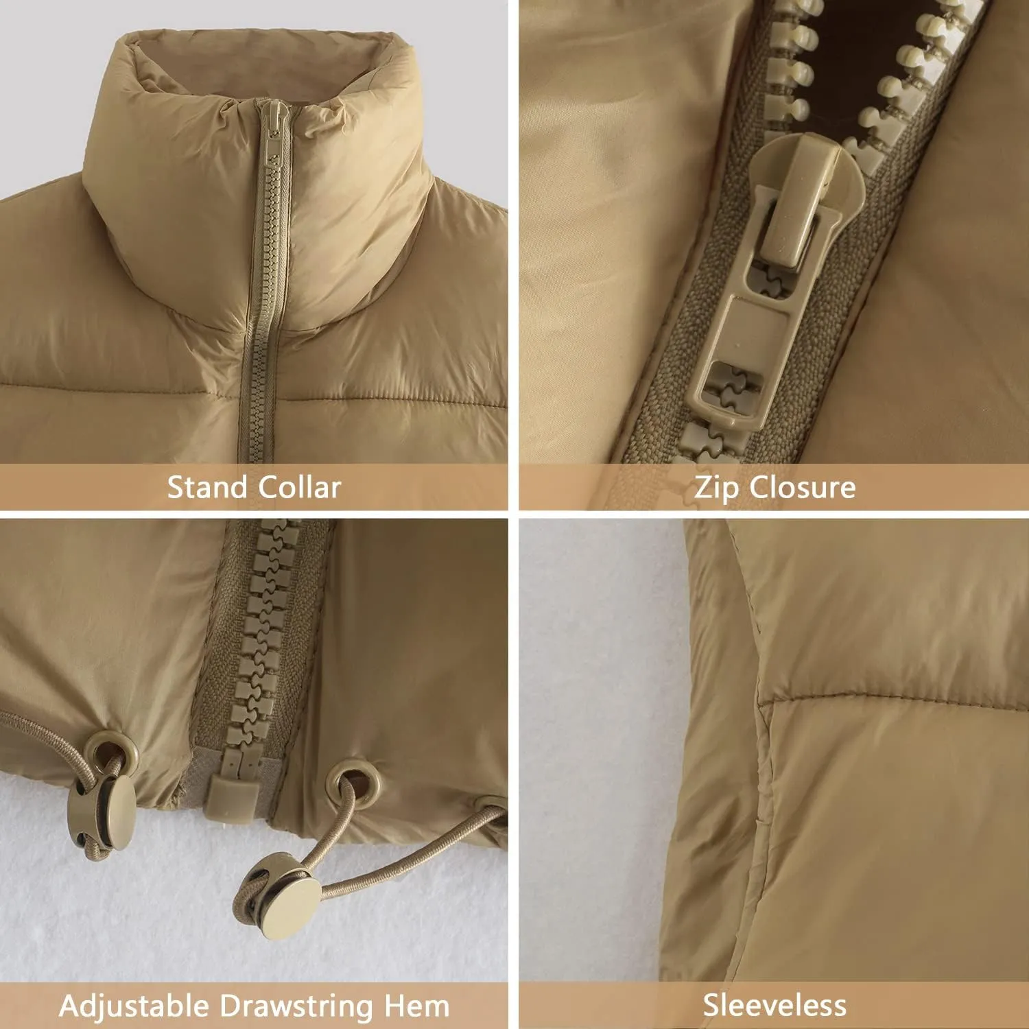 American Trends Women's Winter Crop Vest Sleeveless Puffer Vests for Women Jacket Outwear Coat