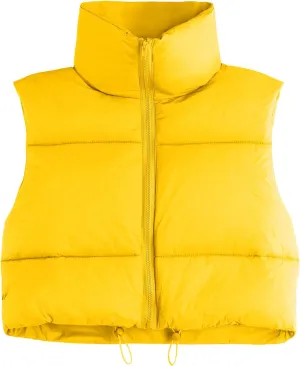 American Trends Women's Winter Crop Vest Sleeveless Puffer Vests for Women Jacket Outwear Coat