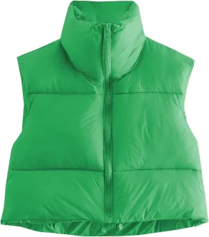American Trends Women's Winter Crop Vest Sleeveless Puffer Vests for Women Jacket Outwear Coat