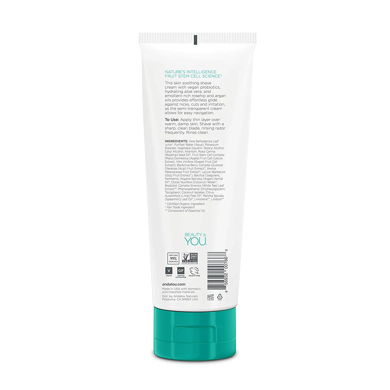 Andalou Naturals Coconut Lime botanical shave cream, 8 Ounce
