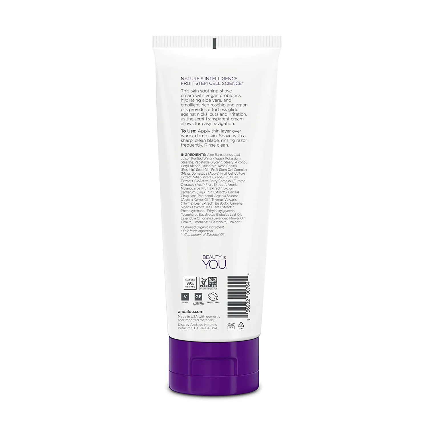 Andalou Naturals Lavender Thyme botanical shave cream, 8 Ounce
