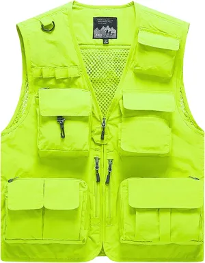 AOTORR Mens Outdoor Work Safari Cargo Photo Travel Fishing Vests for Men with Multi-pockets