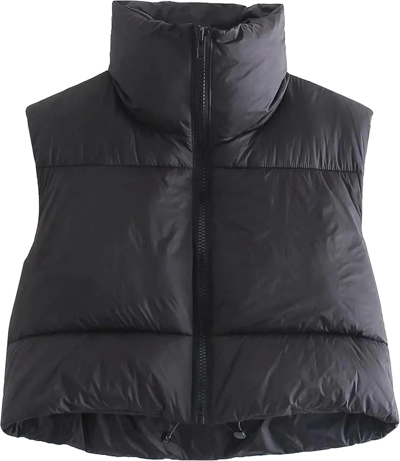 APAFES Womens Winter Cropped Puffer Vest High Stand Collar Lightweight Insulated Crop Vests Outerwear