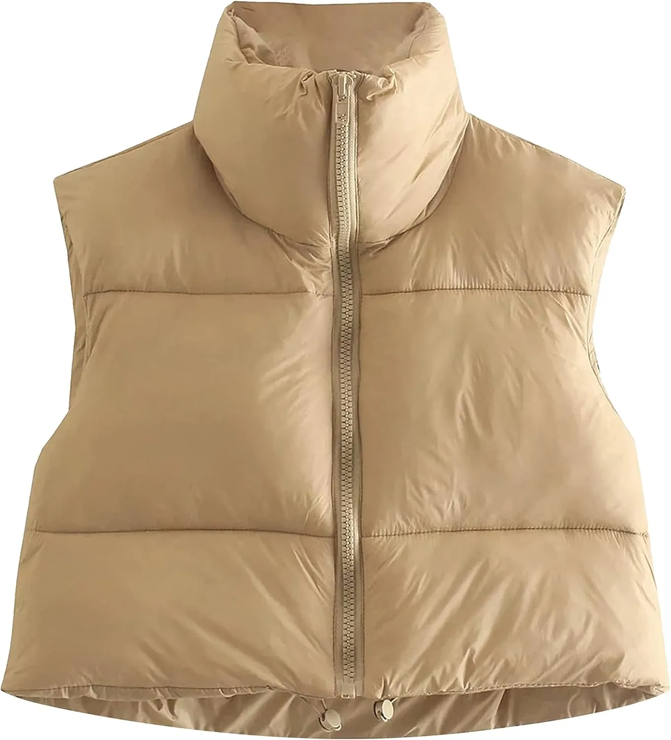 APAFES Womens Winter Cropped Puffer Vest High Stand Collar Lightweight Insulated Crop Vests Outerwear