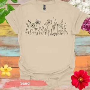 Artistic Floral Line Drawing Design T-Shirts