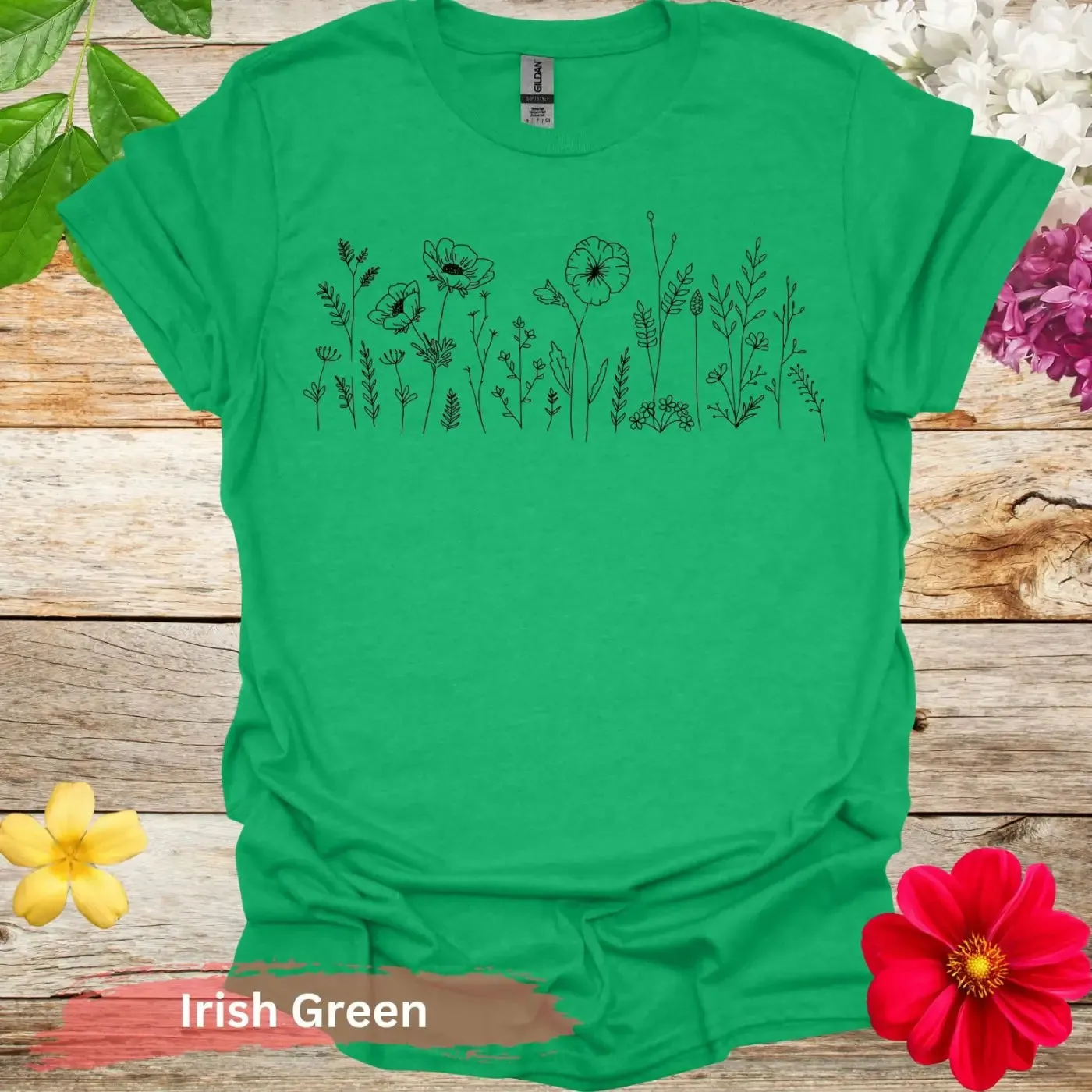 Artistic Floral Line Drawing Design T-Shirts