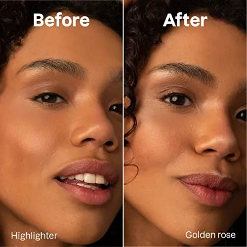 ATTITUDE Oceanly Lightweight Highlighter Stick, Titanium Dioxide-Free, EWG Verified, Plastic-Free, Vegan & Cruelty-free Makeup, Golden Rose, 0.3 Ounces