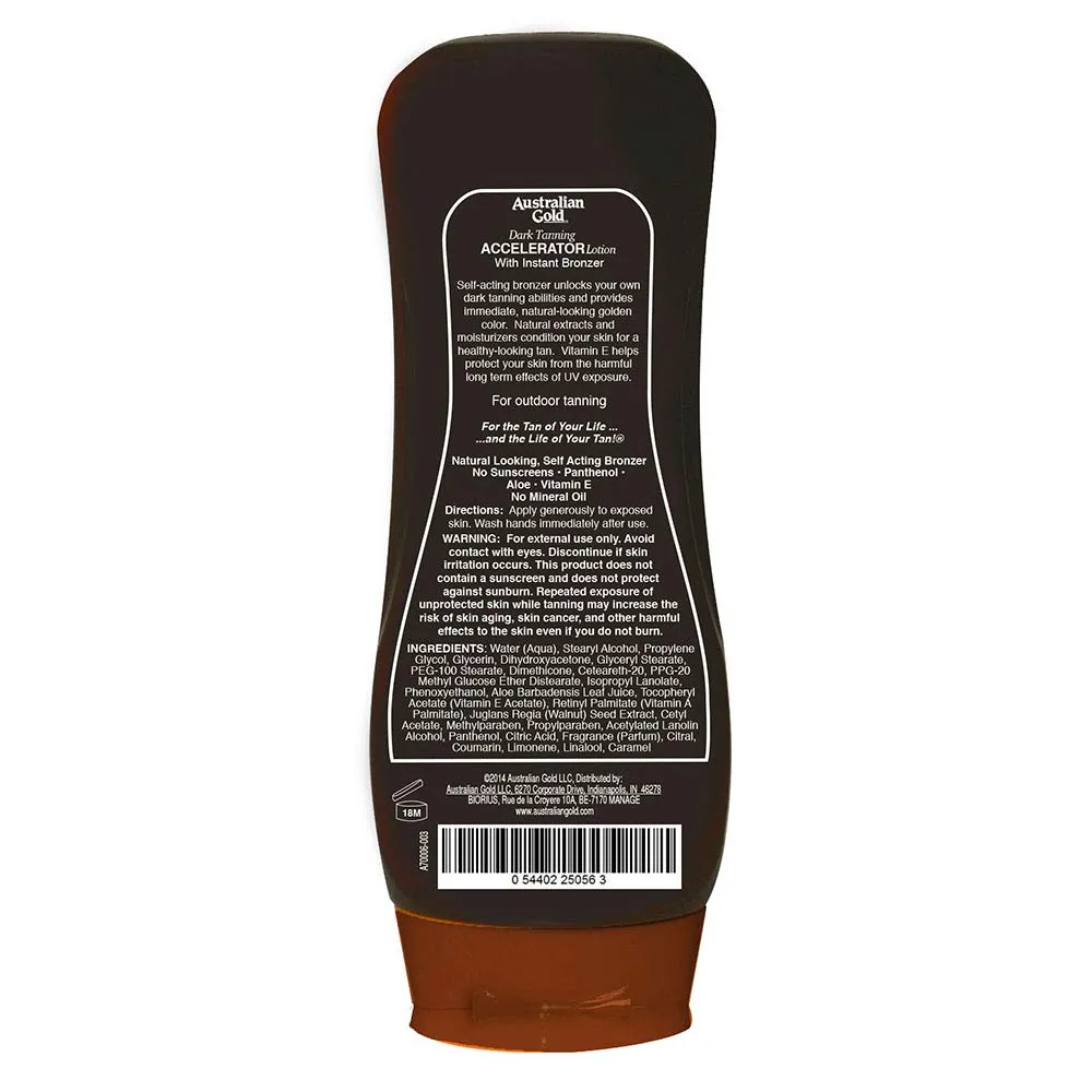 Australian Gold Dark Tanning Accelerator Lotion With Bronzer, 8 Ounce, New Package Same Formula, B003GX5SSC