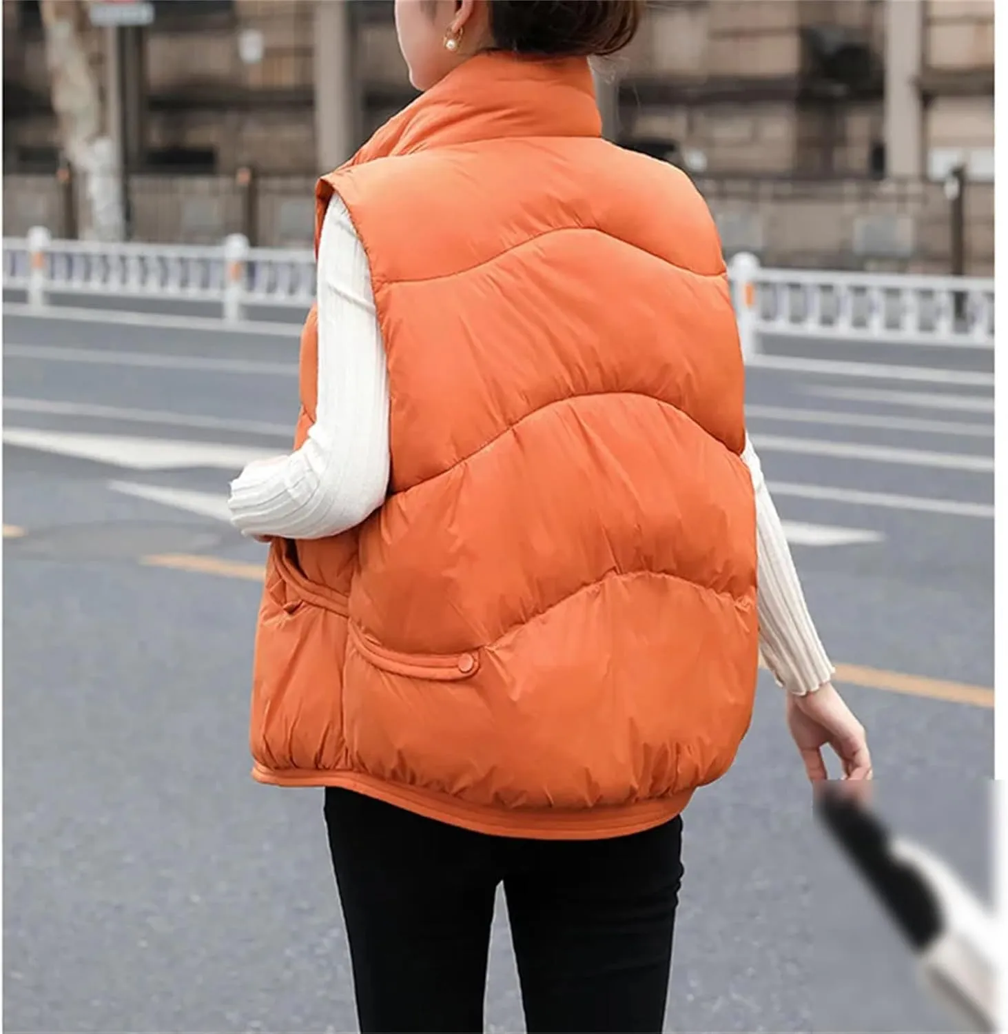Autumn Winter Down Cotton Waistcoat Womens Jacket Sleeveless Vests Coat Women Puffer Jacket Cotton-Padded Outwear Top