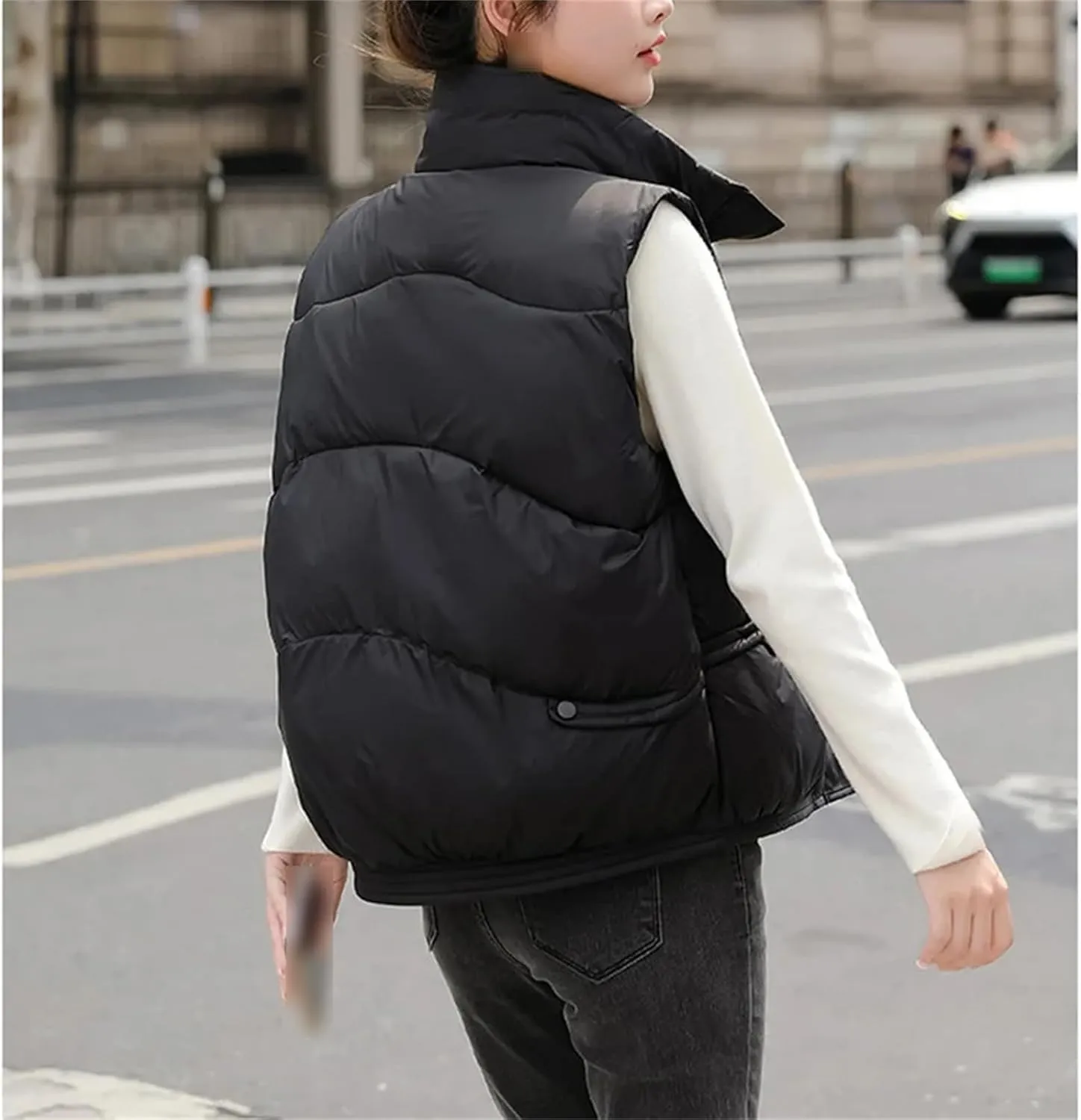Autumn Winter Down Cotton Waistcoat Womens Jacket Sleeveless Vests Coat Women Puffer Jacket Cotton-Padded Outwear Top