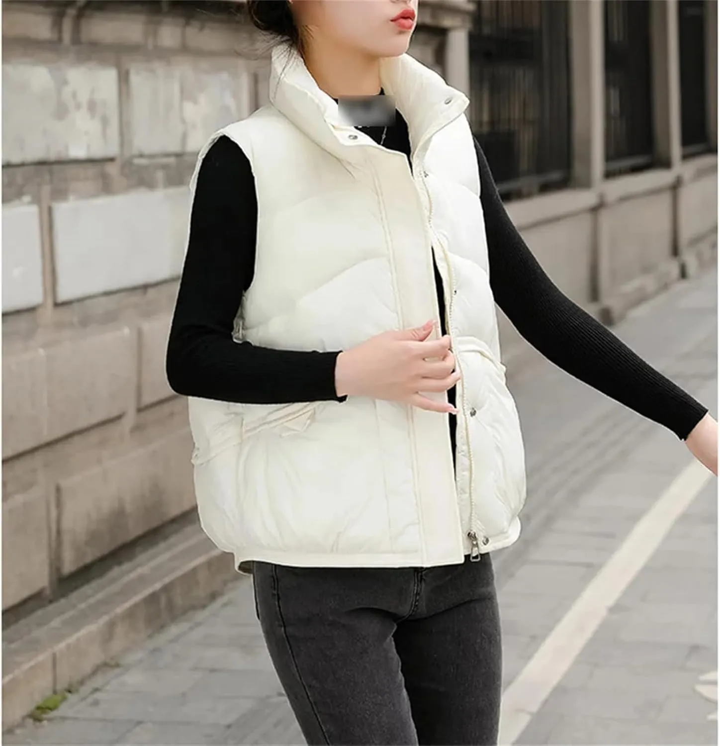 Autumn Winter Down Cotton Waistcoat Womens Jacket Sleeveless Vests Coat Women Puffer Jacket Cotton-Padded Outwear Top