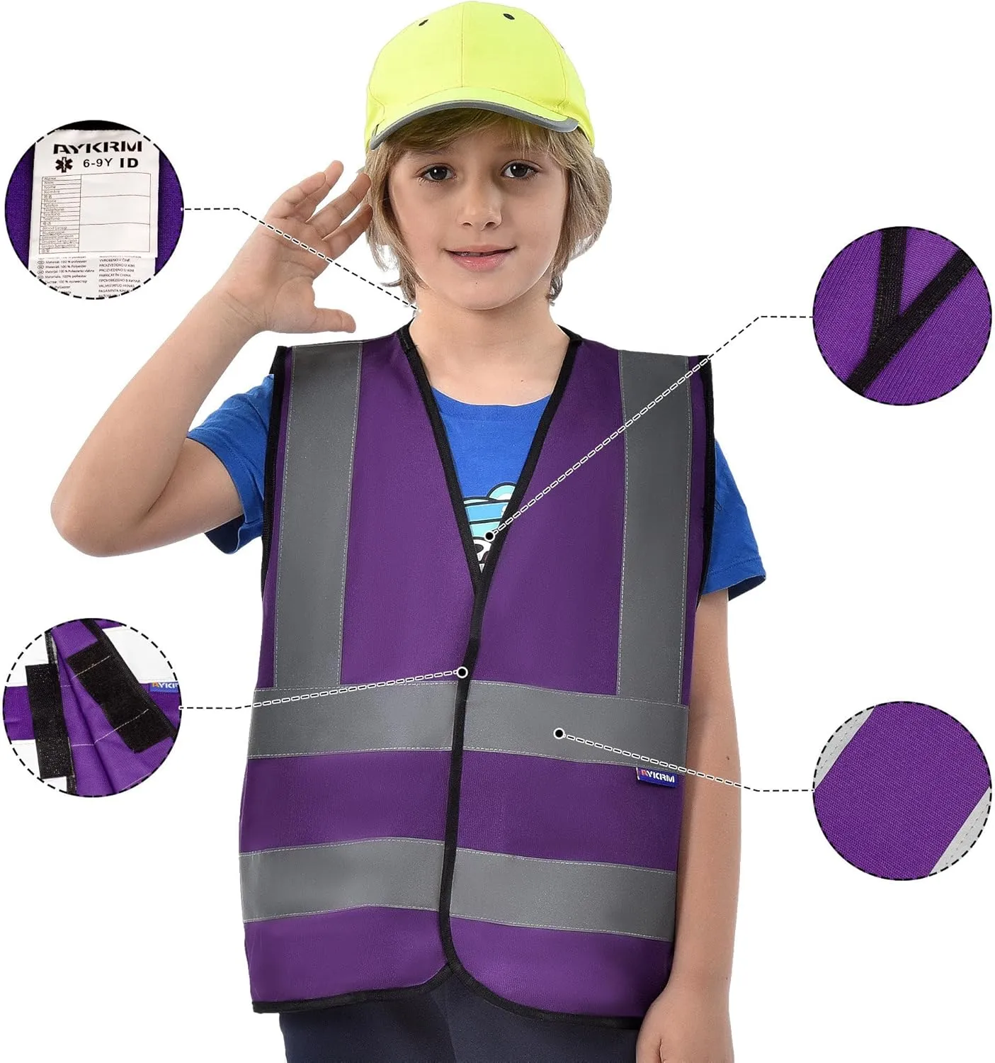 AYKRM Kids High visibility viz vest hi vis viz reflective safety vests