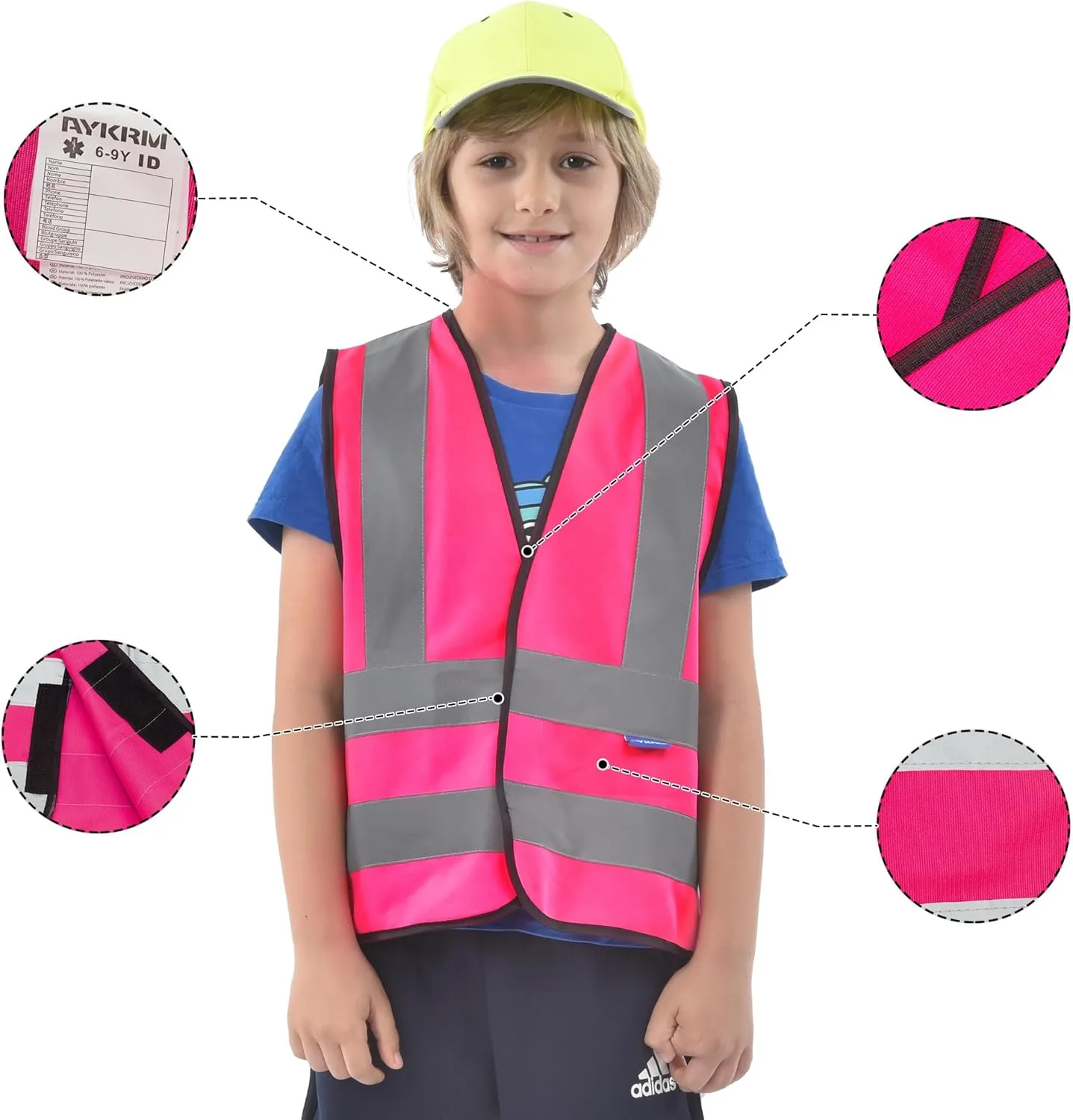 AYKRM Kids High visibility viz vest hi vis viz reflective safety vests