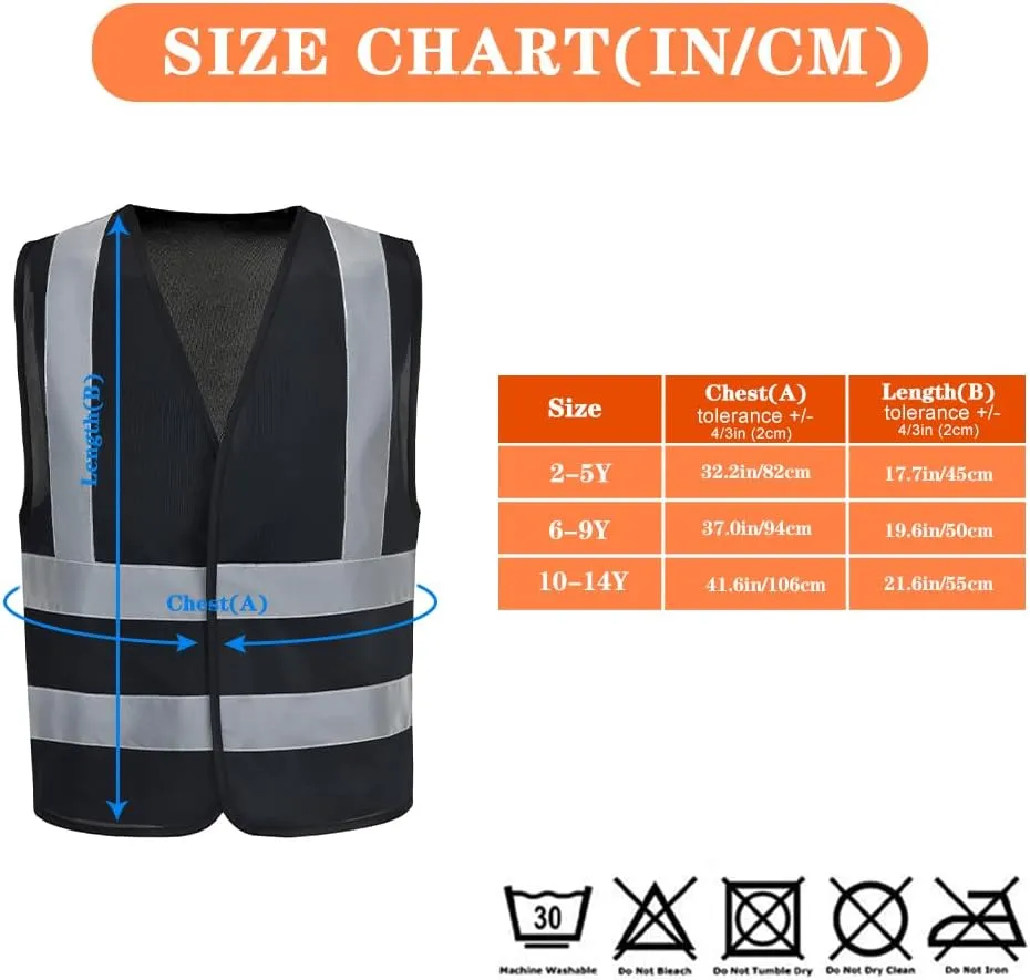 AYKRM Kids High visibility viz vest hi vis viz reflective safety vests