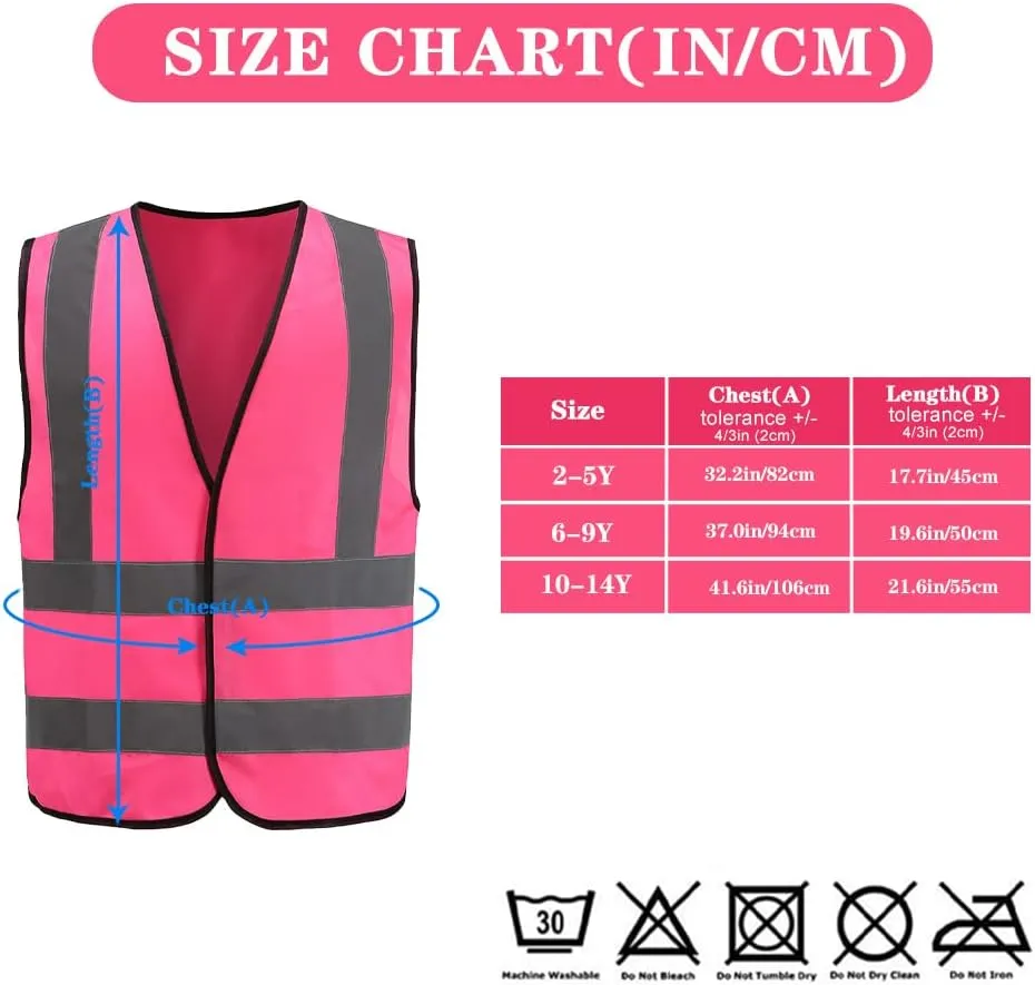 AYKRM Kids High visibility viz vest hi vis viz reflective safety vests