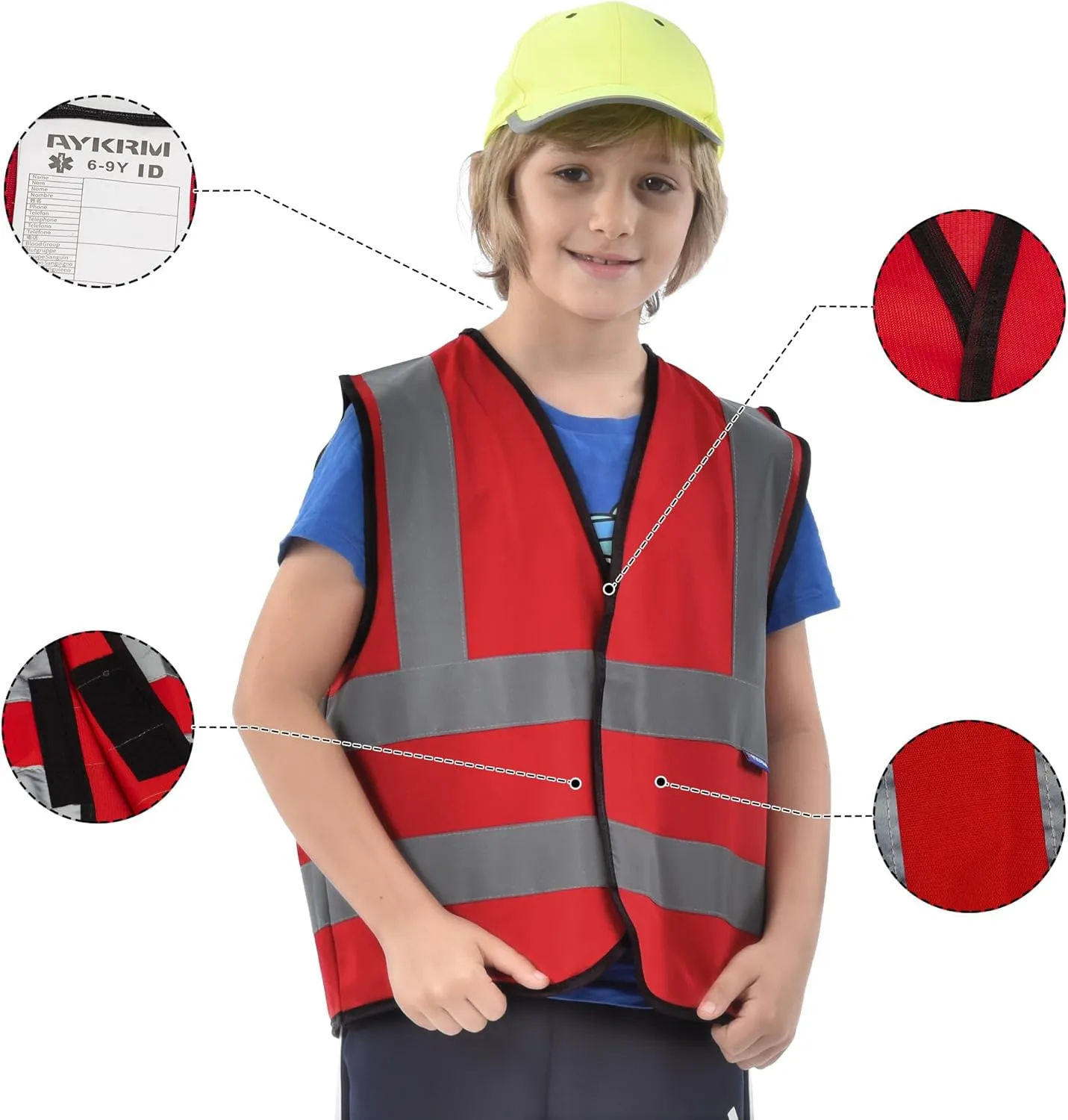 AYKRM Kids High visibility viz vest hi vis viz reflective safety vests