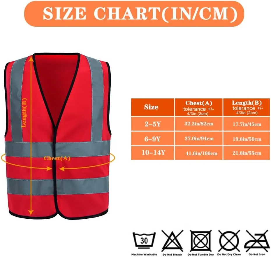 AYKRM Kids High visibility viz vest hi vis viz reflective safety vests
