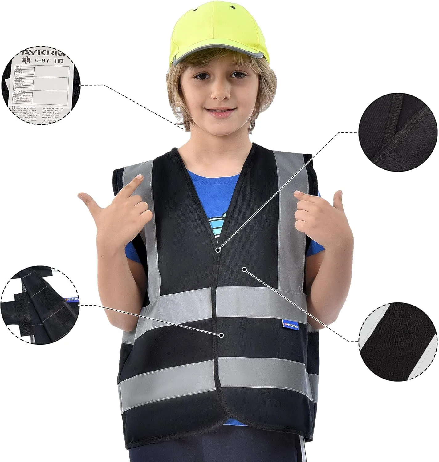 AYKRM Kids High visibility viz vest hi vis viz reflective safety vests
