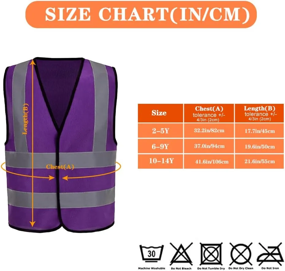 AYKRM Kids High visibility viz vest hi vis viz reflective safety vests
