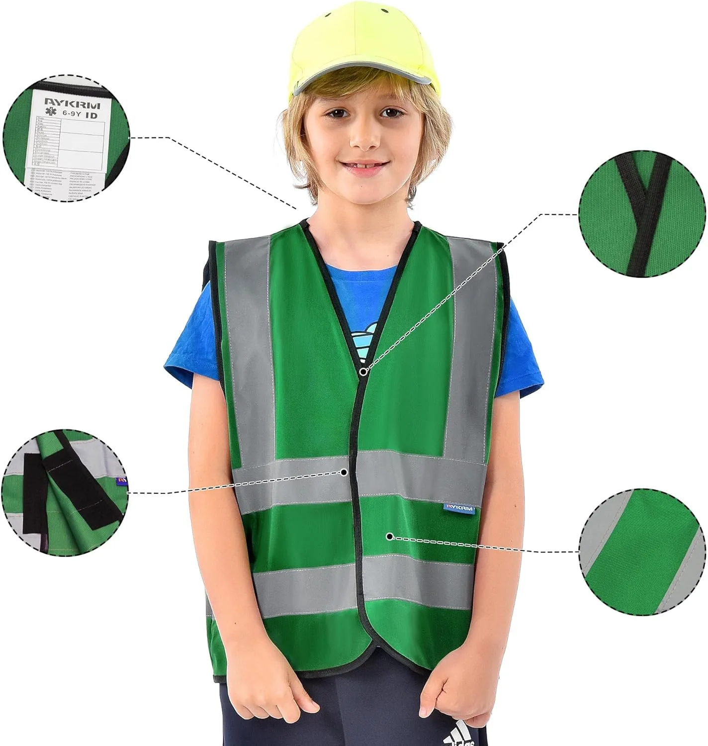 AYKRM Kids High visibility viz vest hi vis viz reflective safety vests